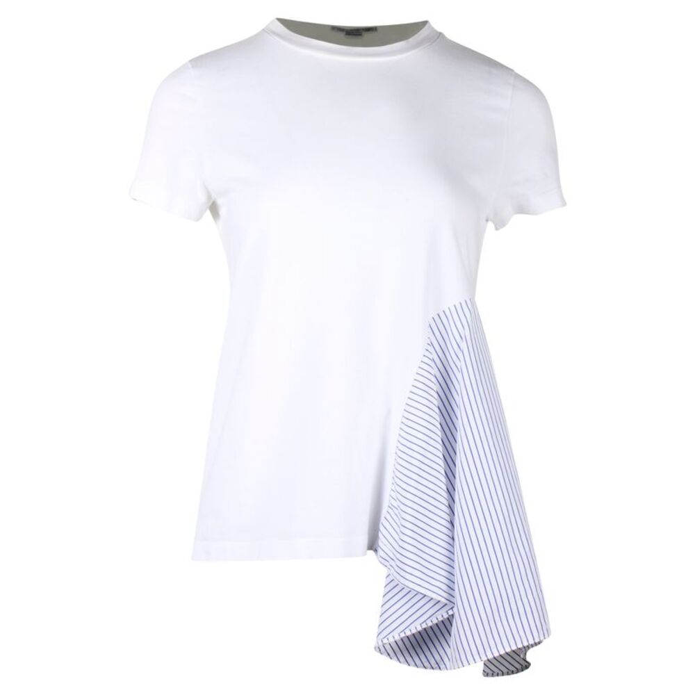 Stella McCartney Stripe Panel T-Shirt in White Cotton